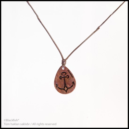 İşlemeli Ceviz Ağacı Kolye Deniz Serisi 